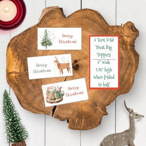 Merry Christmas Treat Topper Template, Editable Christmas Favor Tag, Xmas Cookie Bag Topper, Printable Goodie Bag Topper Classroom Christmas