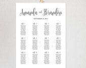 Script Wedding Seating Chart Sign Template, Wedding Seating Sign, EDITABLE Seating Template, Printable Seating Chart, Black + White WBWC