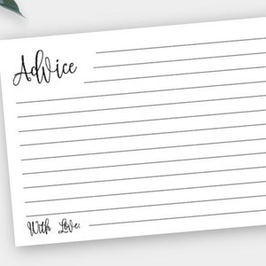 Advice Card Template for Wedding, Printable Advice Card for Bridal Shower, Editable Advice Card for Baby Shower, Instant Download, WSS