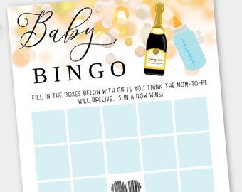 Baby Bingo Poppin' Bottles Game Template, Blue Boy Baby Shower Game Instant Download, DIY Gift Game Editable Template for Boy, BSPB2