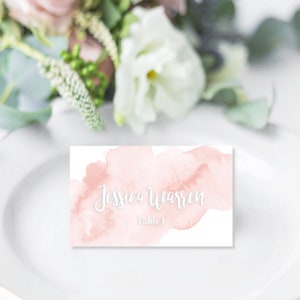 Peach Watercolor Wedding Place Card Template, Fall Wedding, Autumn Wedding, Winter Wedding, Printable Place Cards, Tent Fold Place Cards