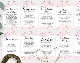 A Year of Firsts Wine Bottle Tag Template, Wedding Milestone Wine Labels, Marriage Milestone, Wedding Gift, Wine Poem, Custom Wine Label WSP