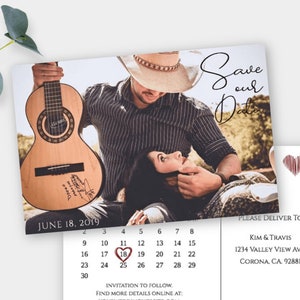 Calendar Save The Date Postcard, Save The Date Template, Engagement Card, Save The Date Photo, Wedding Card, DIY Printable, Digital File