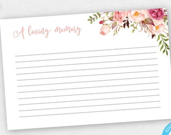 Peach Funeral Card, Memory Card Printable, Share a Memory Card, Memorial Card Memorial Printable Funeral Card Template Funeral Keepsake PFF3