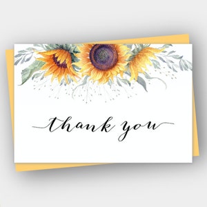 Sunflower Funeral Thank You Card Template, Personalized Thank You, Yellow Floral Custom Thank You, Celebration of Life, Remembrance, SFM