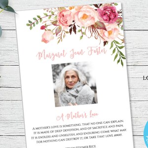 Peach Floral Obituary Program, Funeral Template, Downloadable In Loving Memory, Printable Funeral Editable Celebration of Life Template PFF3