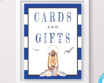 Nautical Baby Shower Cards + Gifts Sign Template Gifts and Cards Boy Baby Shower Sign Baby Boy Shower DIY Anchor Shower Instant Download BSN