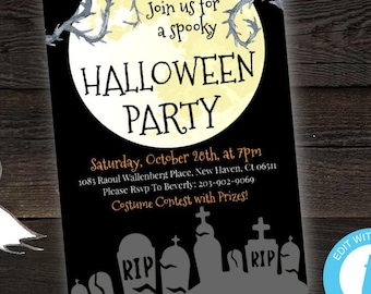Halloween Work Party Invitation Template Spooky Halloween Party Invite Costume Party Invitation Editable Halloween Birthday Party Invitation