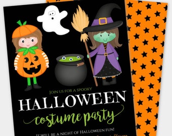 Halloween Costume Party Invitation Template, Kid's Costume Party Printable, Editable Halloween Party Invite, Witch Invite, Ghost Invite