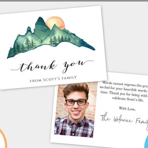 Funeral Thank You Note Template, Adventure Theme Celebration of Life Thank You Card, Printable Memorial Thank You, Editable Template, MAF