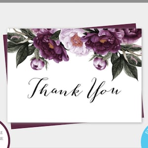 Modèle de carte de remerciement floral lavande, carte funéraire imprimable, modèles de cartes pliantes et plates, service commémoratif modifiable imprimable, LFF