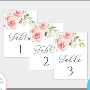 Pink Floral Baptism Table Number Template, Editable Pink Floral Seating Sign, Baptism for Girl, Please Find Your Seat, Printable Sign, BAP9