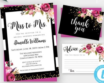 From Miss to Mrs Invitation, Bride to Be Invitation Template, Editable Invitation for the Future Mrs, Bridal Shower Invite, Printable WSKS