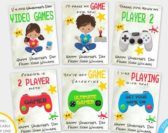 Gamer Valentines Day Card Template, Video Game Valentines Cards for Kids Classroom School Editable Valentine Template Personalized Valentine