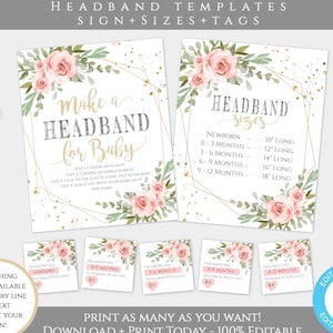 Bow Making Kit Template Set, Baby Shower Headband Making Kit, Baby Headband Station, DIY Headband Baby Shower Sign, Headband Station, BSBG