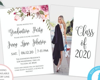 Graduation Party Invitation Template, Class of 2021 Editable Template, College Graduation, High School Graduation, Nurse Graduation Party