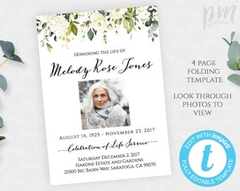 memorial program etsy