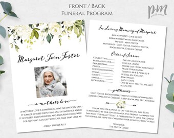 funeral program etsy printable funeral programs