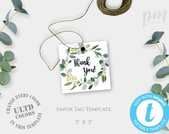 baby shower favor tags template printable rustic floral thank etsy