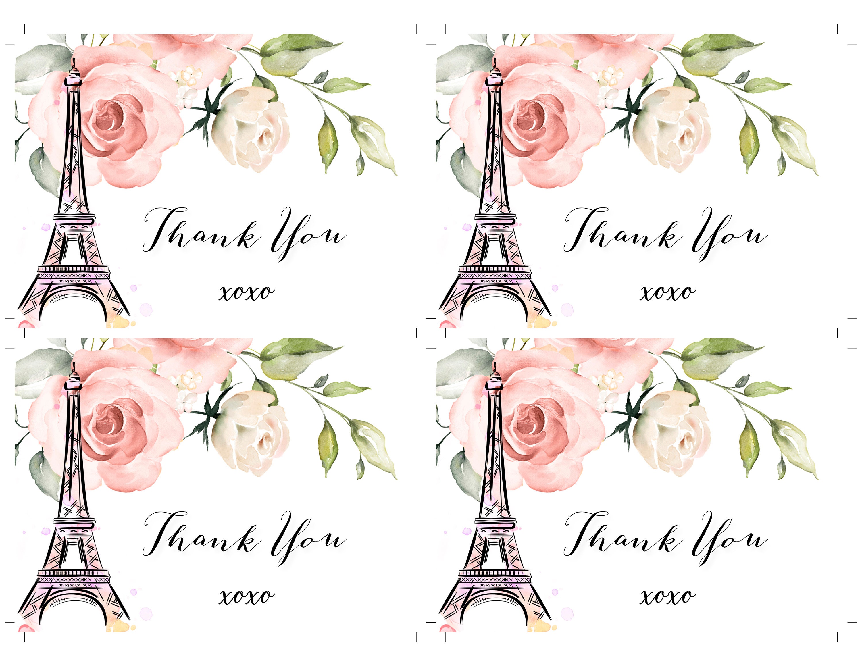 Paris Thank You Note Template for Baby Shower Printable | Etsy