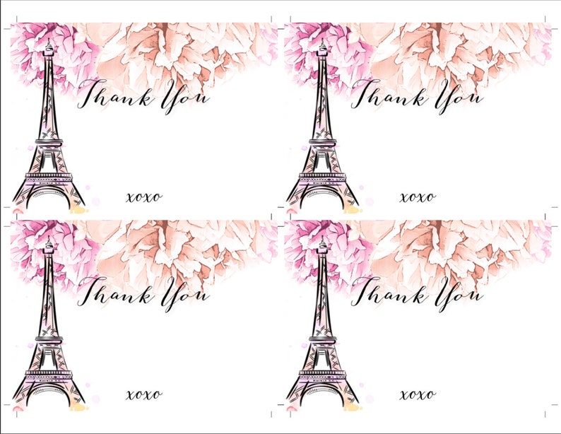 Paris Thank You Card Template French Bridal Shower Thank You - Etsy