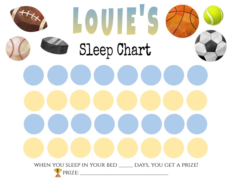 Sleep Chart Toddler Template for Boy Sports Sleep Reward Etsy
