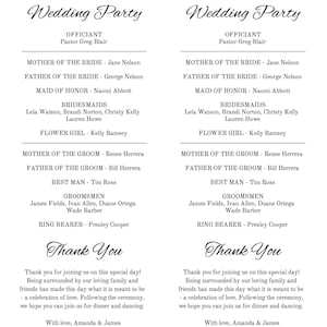 Mr & Mrs Printable Wedding Program Template, Black White Ceremony Program, Clean and Cursive Program, Tea Length Program, Editable image 5