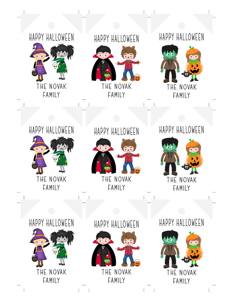 Happy Halloween Gift Tag Template Set Printable Trunk or - Etsy