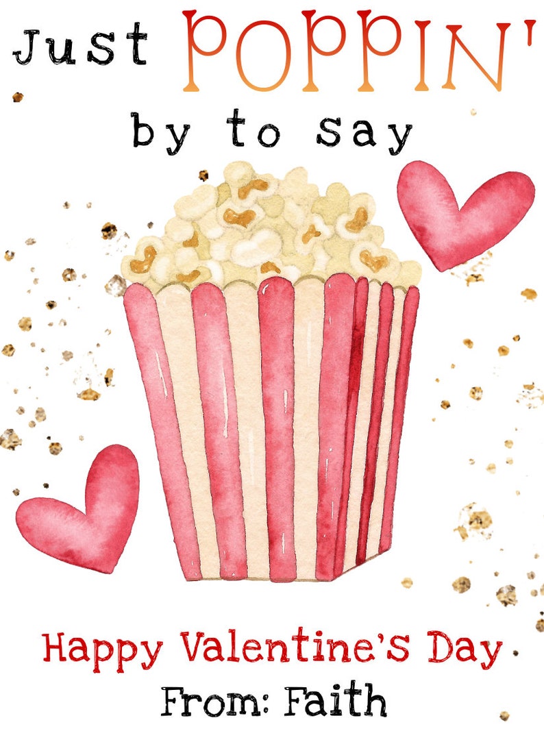 Popcorn Valentines Day Card Template Printable Popcorn | Etsy