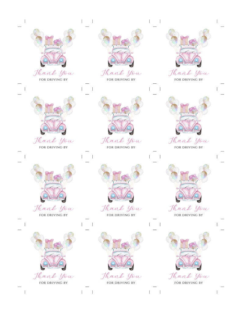 Drive By Baby Shower Favor Tag Template Set Editable Etsy