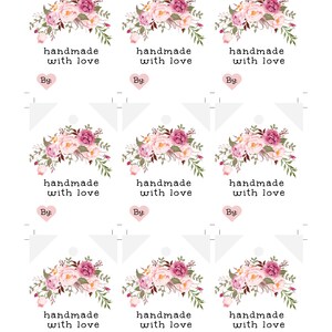 Pink Floral Handmade With Love Favor Tag Template, Gift Tag Printable ...