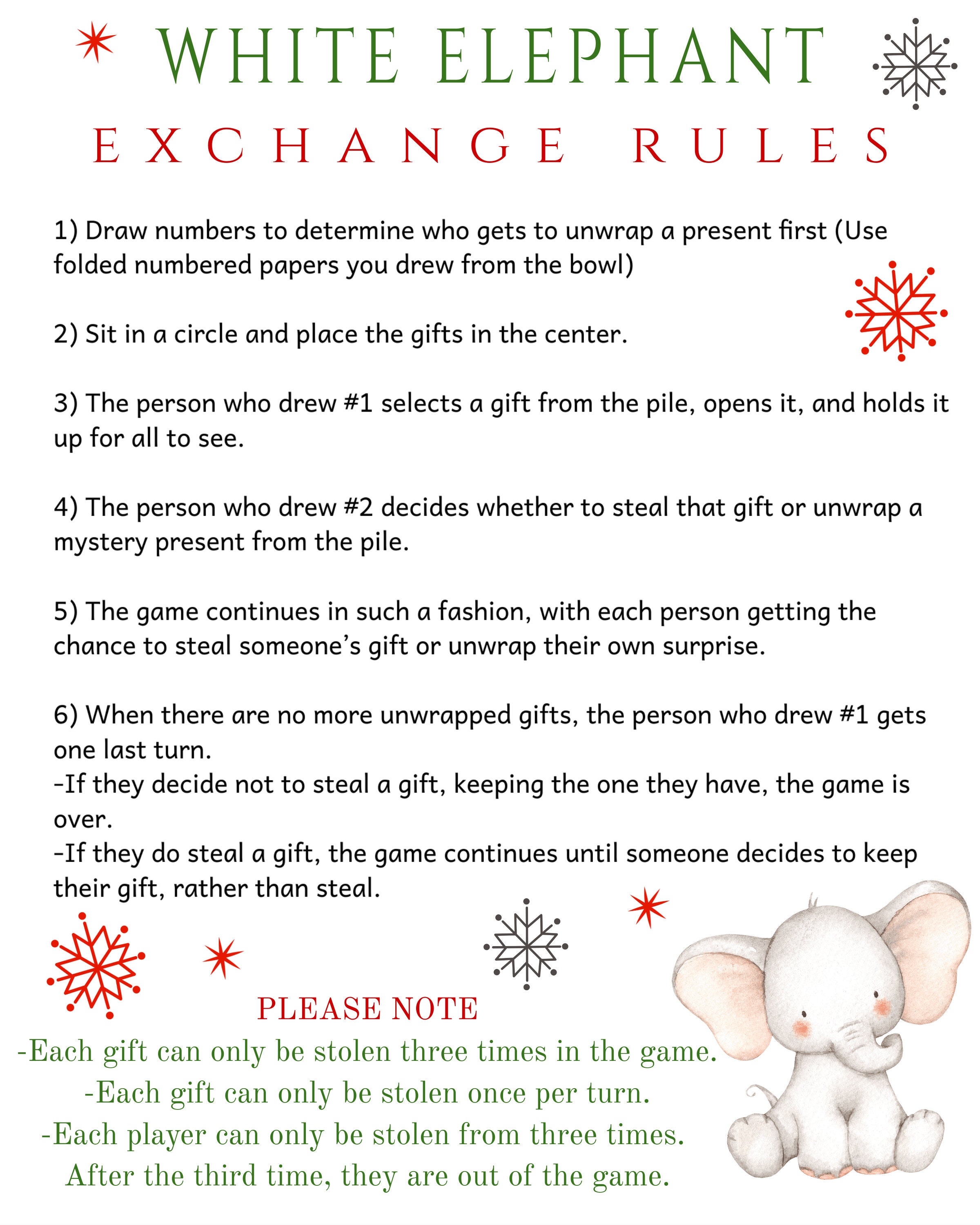 White Elephant Gift Exchange Rules –