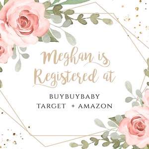 Registry Insert Card Template for Baby Shower, Pink Floral Shower ...