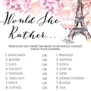 Paris Bridal Shower Game Template Pack, Printable Shower Game Bundle, Eiffel Tower Wedding ...