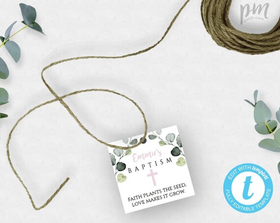 Faith Plants The Seed Love Makes It Grow Baptism Tag Template Etsy
