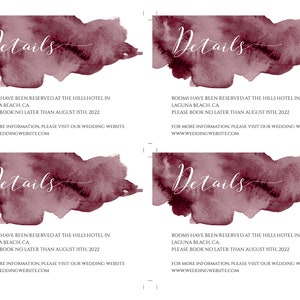 Burgundy Watercolor Wedding Invitation Template Set, DIY Editable Marsala Wedding Suite, Printable Invitation Kit Instant Download, WBBW2 image 8