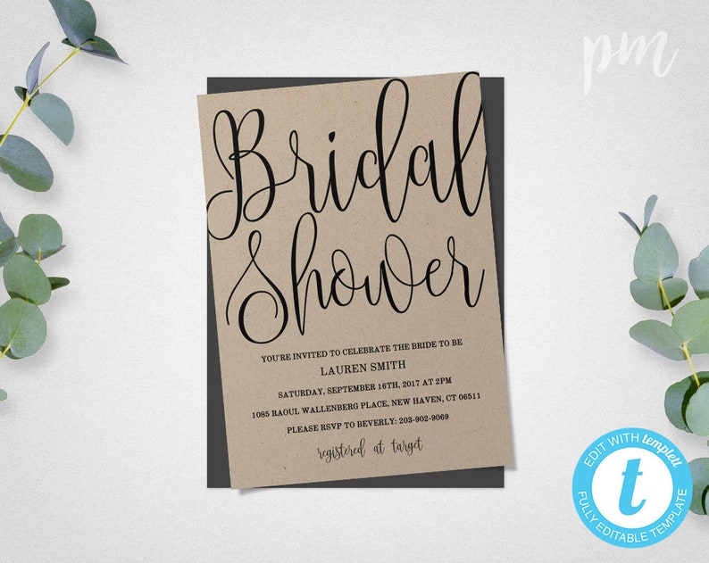 Rustic Bridal Shower Invitation, Country Bridal Shower Invite, Printable Invitation for Wedding Shower, Rustic Wedding Bridal Invitation WSS image 1