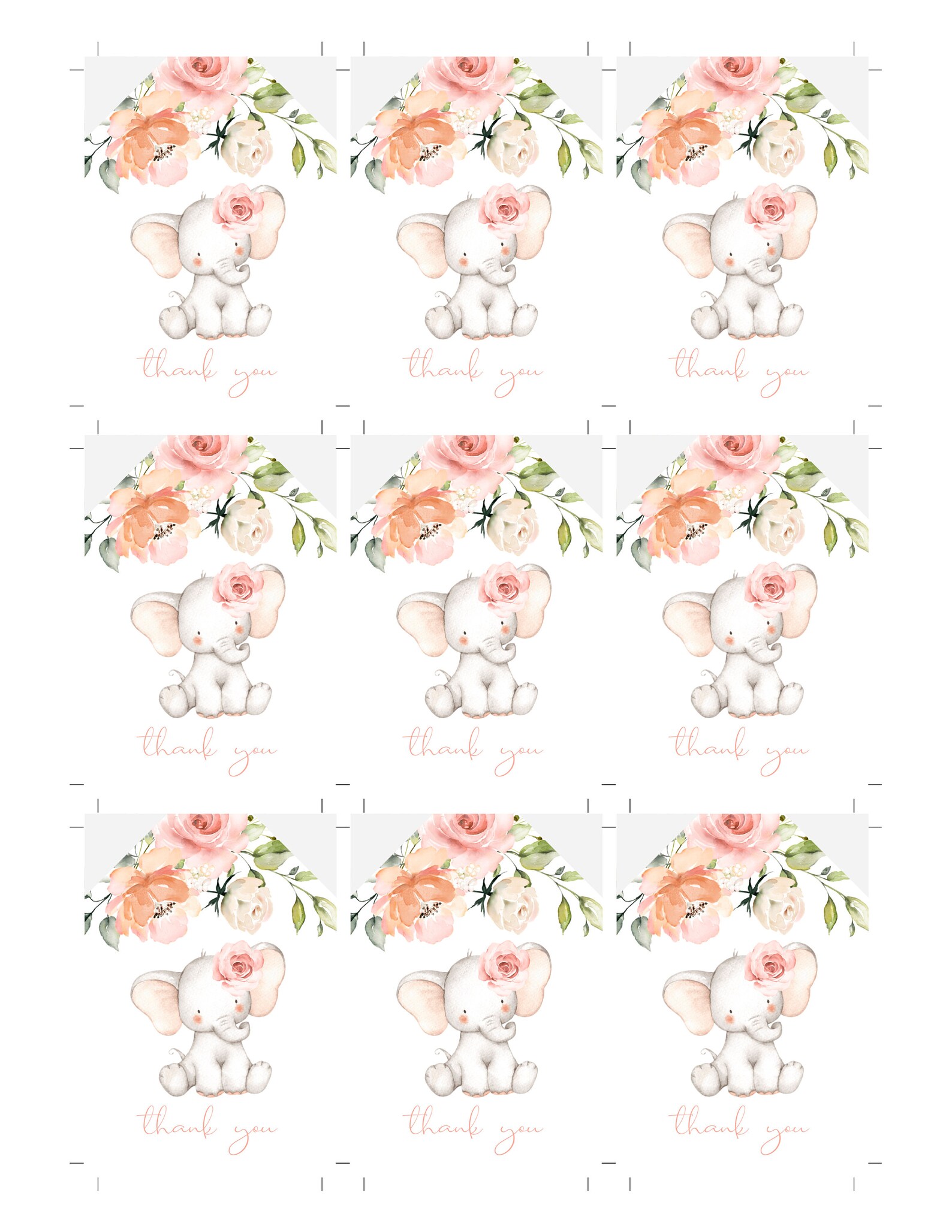 Girl Elephant Favor Tags Template Gift Tag Printable Tag - Etsy