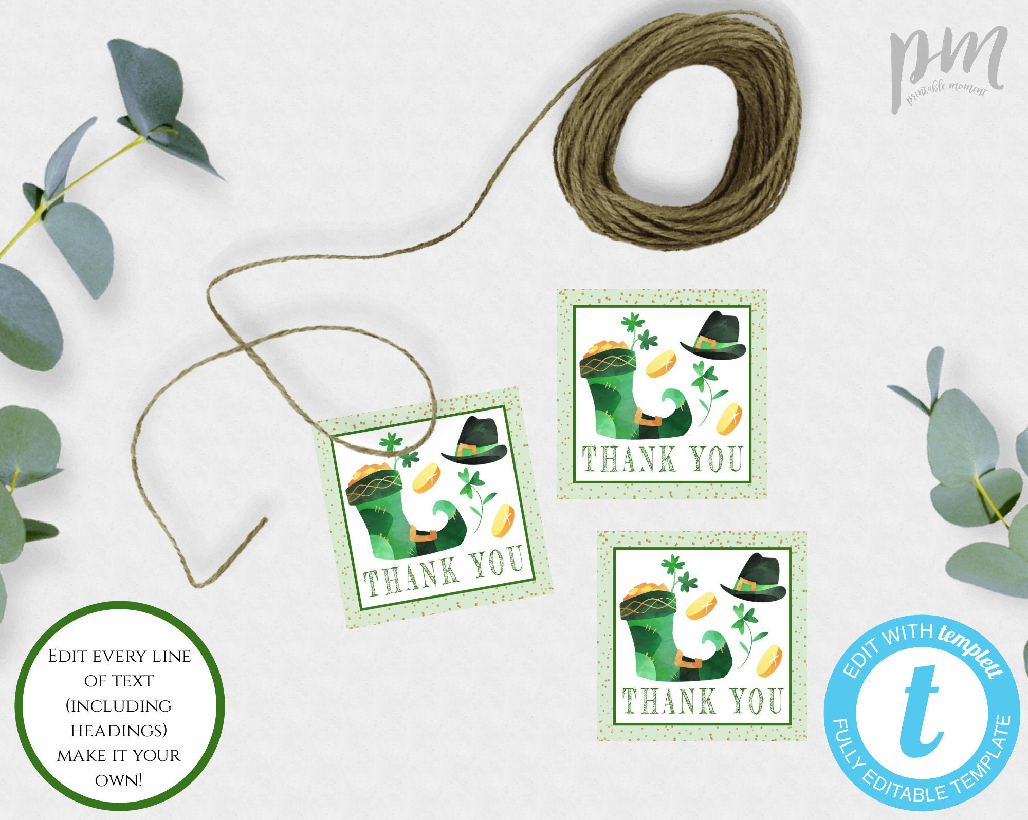 Lucky One Thank You Tag Template for Boy Editable Favor Tag - Etsy