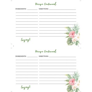 Hawaiian Recipe Card Template, Funeral Printable Keepsake, Tropical ...
