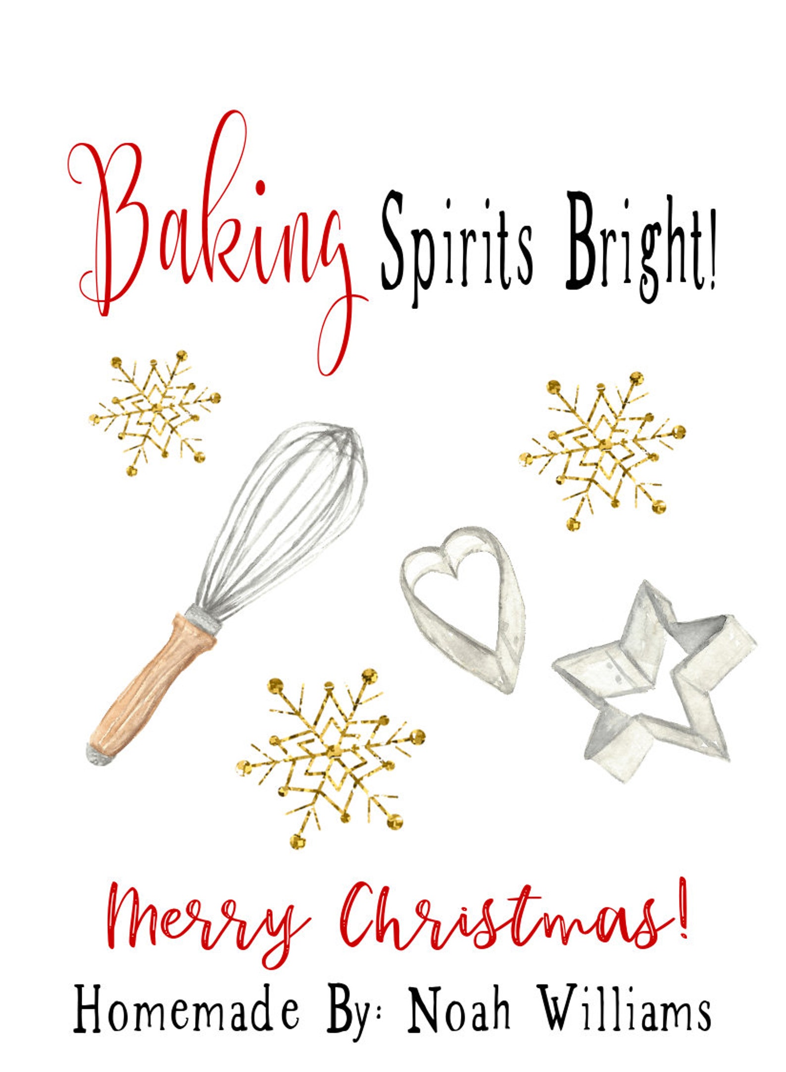 Baking Gift Tag Template Christmas Gift Tag Personalized - Etsy