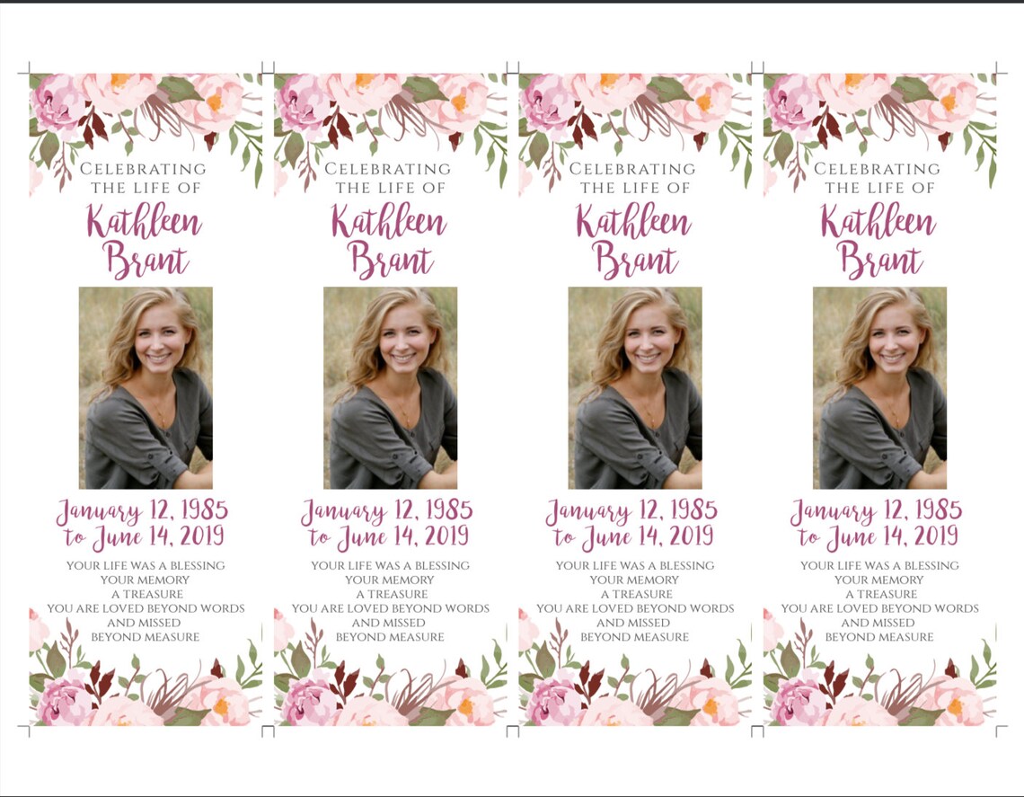 Funeral Favors Celebration of Life Favors Memorial Bookmark - Etsy