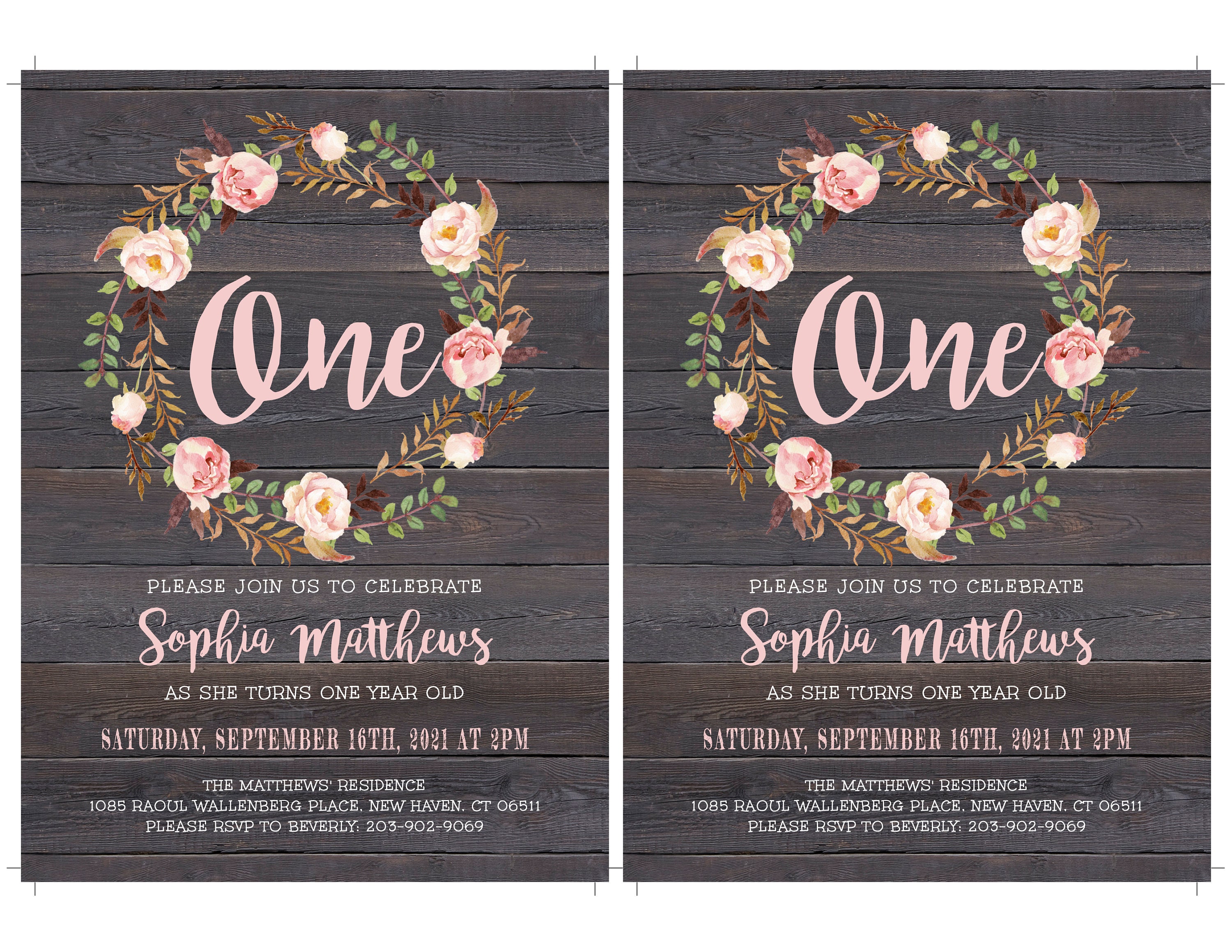 First Birthday Invitation, 1st Birthday Invitation, Pink Floral ...