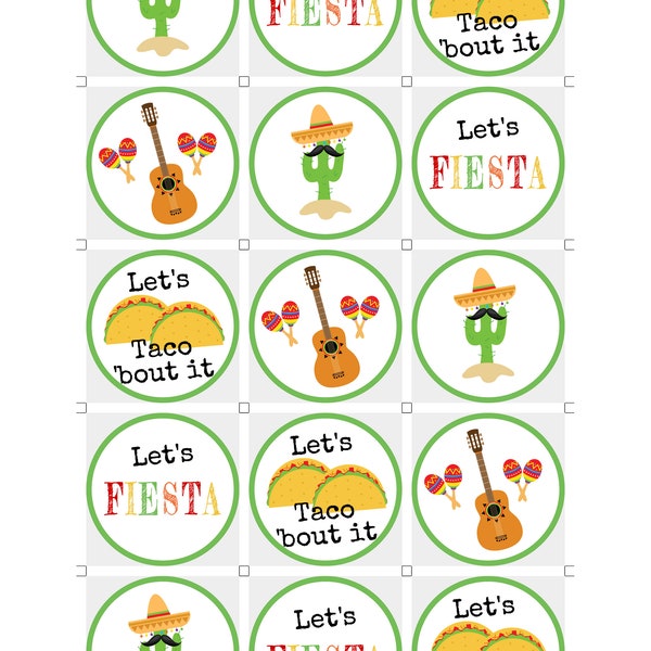 Fiesta Baby Shower Cupcake Topper Template, Cactus Shower, Fiesta Taco Shower, Mexican Shower Decor, Time to Fiesta, Taco 'bout It, BSTF