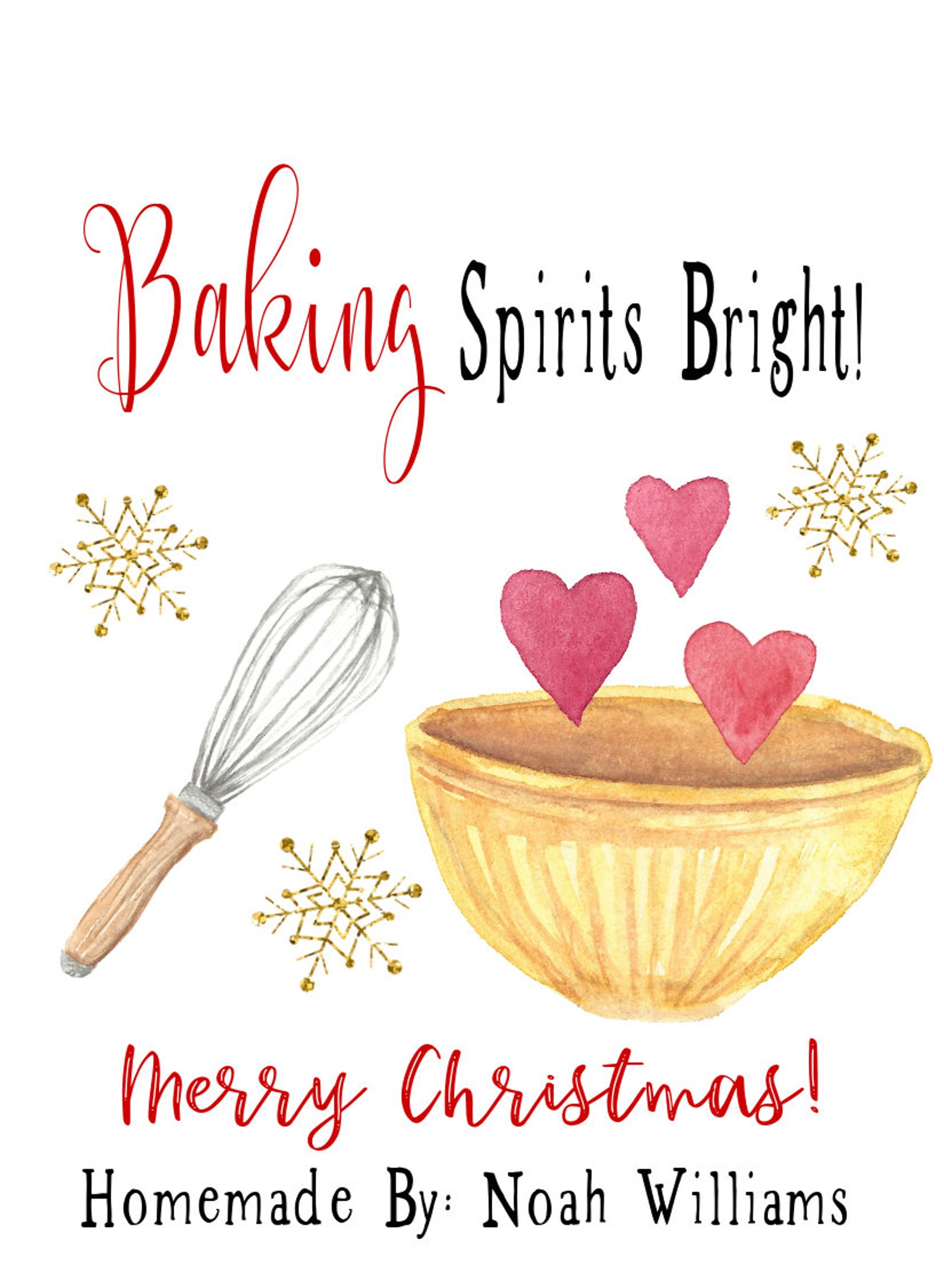 Baking Gift Tag Template Christmas Gift Tag Personalized - Etsy