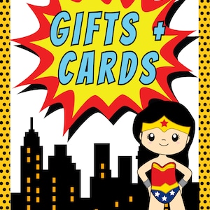 Superhero Gifts + Cards Sign Template for Girl Birthday, Super Hero ...