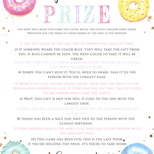 Pass the Prize Game Template, Donuts and Diapers Baby Shower, Donut ...