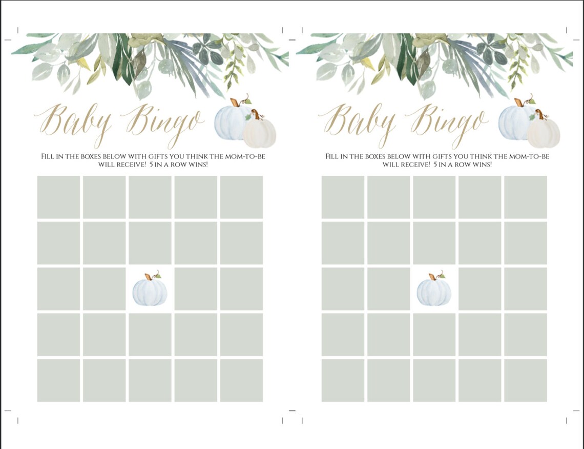 Baby Bingo Game Template Little Pumpkin Baby Shower | Etsy