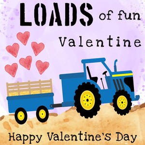 Blue Tractor Valentines Day Card Template, Tractor Valentines Cards for ...