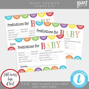 Fiesta Baby Shower Predictions for Baby Template, Cactus Shower, Fiesta Taco Shower, Mexican Shower Sign, Prediction Card for Baby, BSTF